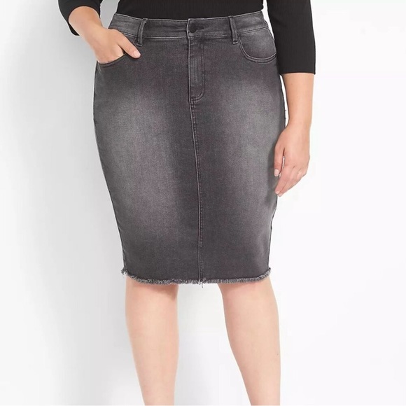 Lane Bryant Gray Denim Skirt - Picture 3 of 9
